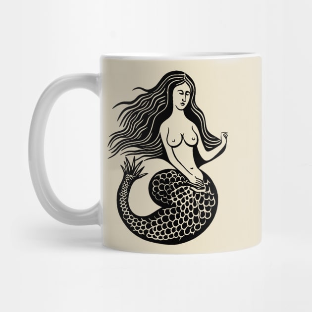 Woodcut Mermaid by n23tees